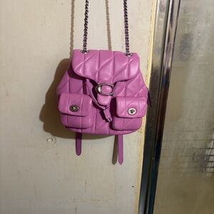 Coach Light Pink Quilted Backpack